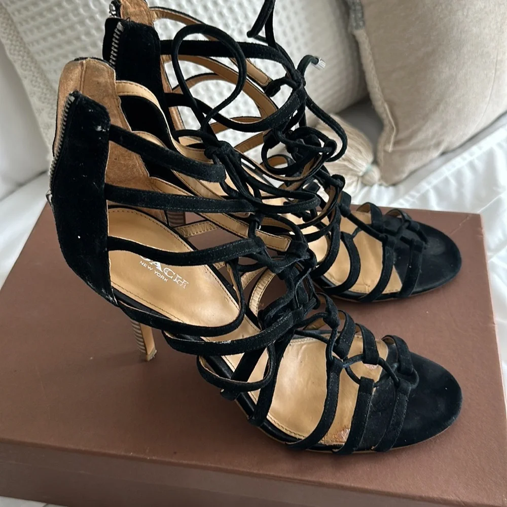 Coach Salvadora Black Suede Lace up Sandal - SIZE 8.5 - Picture 6 of 12